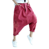 Ripped color harem denim pants